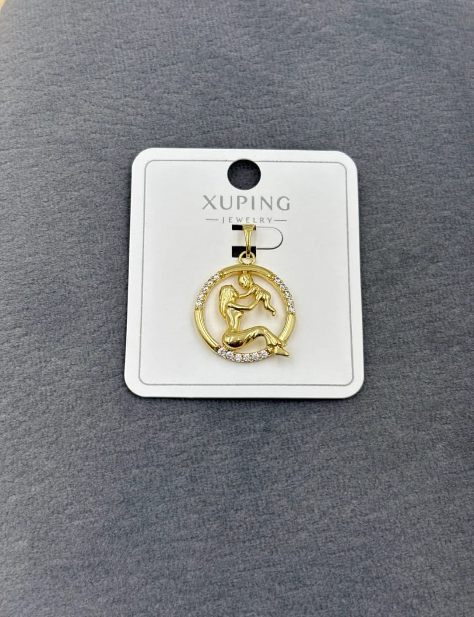 XUPING Kolye - Anne Bebek Figürlü Yuvarlak Zirkon Taşlı